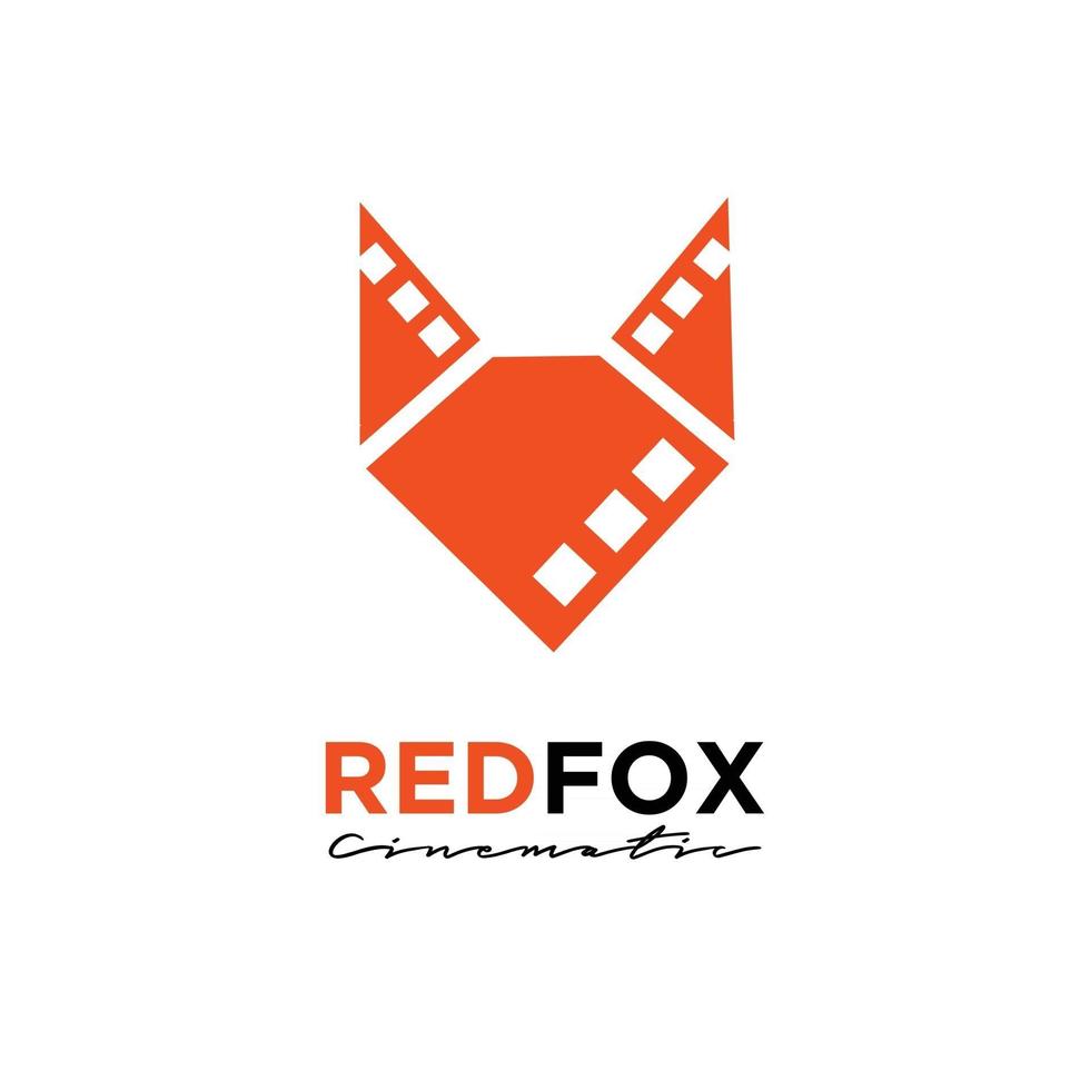 Ilustración de icono de vector de diseño de logotipo de producción de películas de cine de estudio de zorro rojo premium