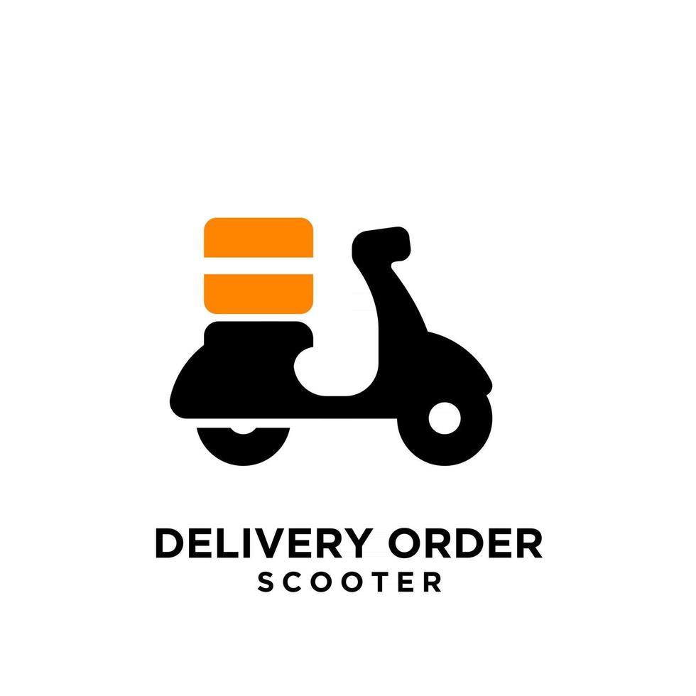 Diseño de icono de logotipo negro de mensajería de entrega de scooter simple vector