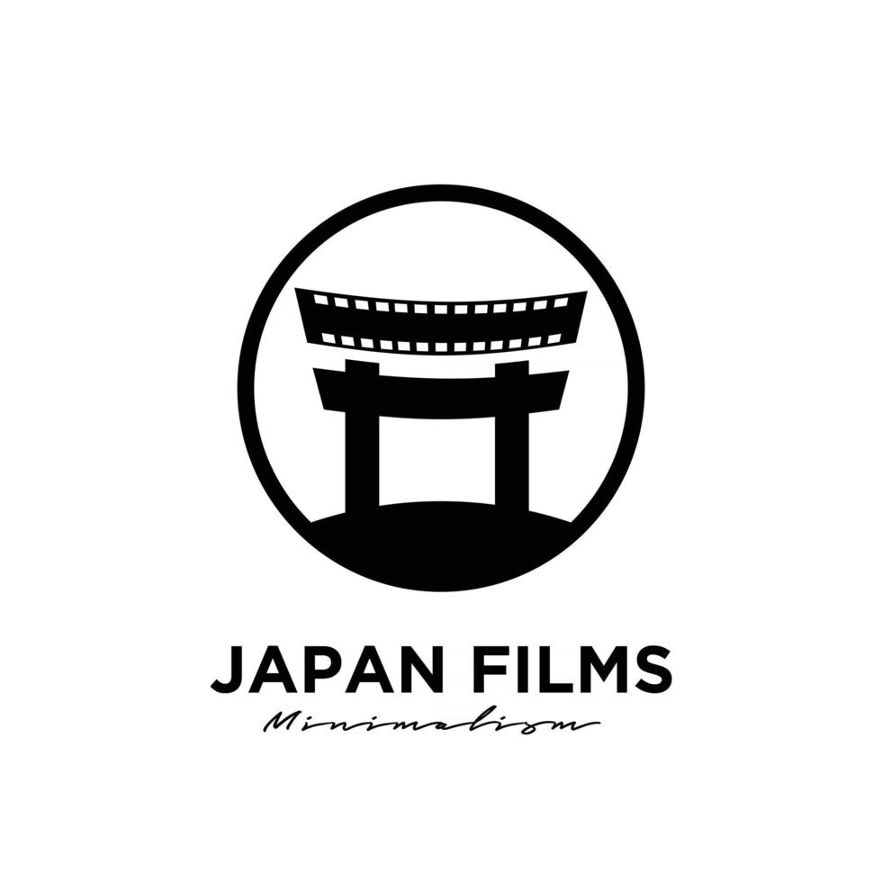 japan films torii heritage gate Studio Movie Video Cinema Cinematography Film Production logo design vector icon illustration