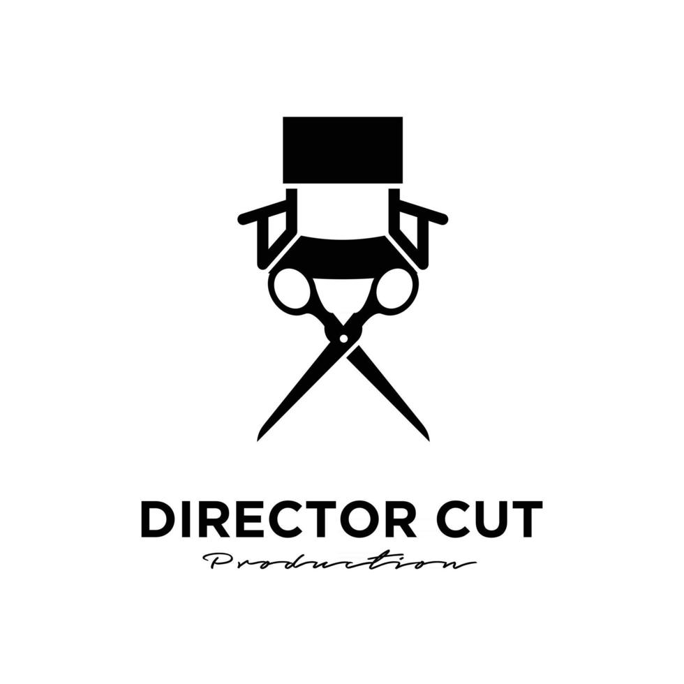 director corte detrás de escena estudio de edición película video cine producción de película vector logo diseño icono ilustración