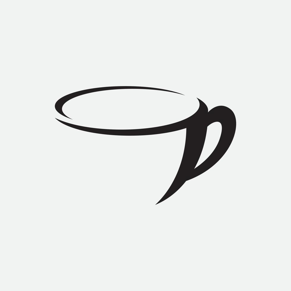 logotipo de la taza de café diseño de icono de vector de cafetería