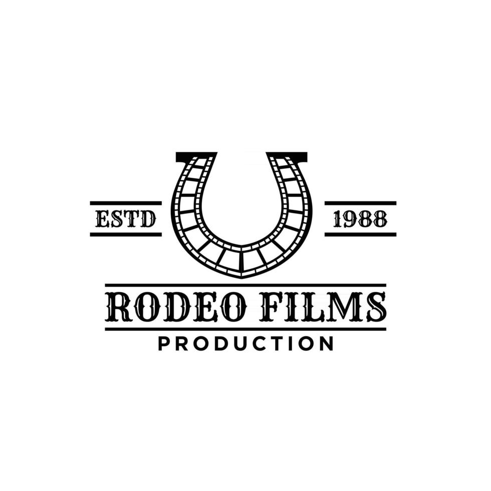 horseshoe film western logo icon design vector