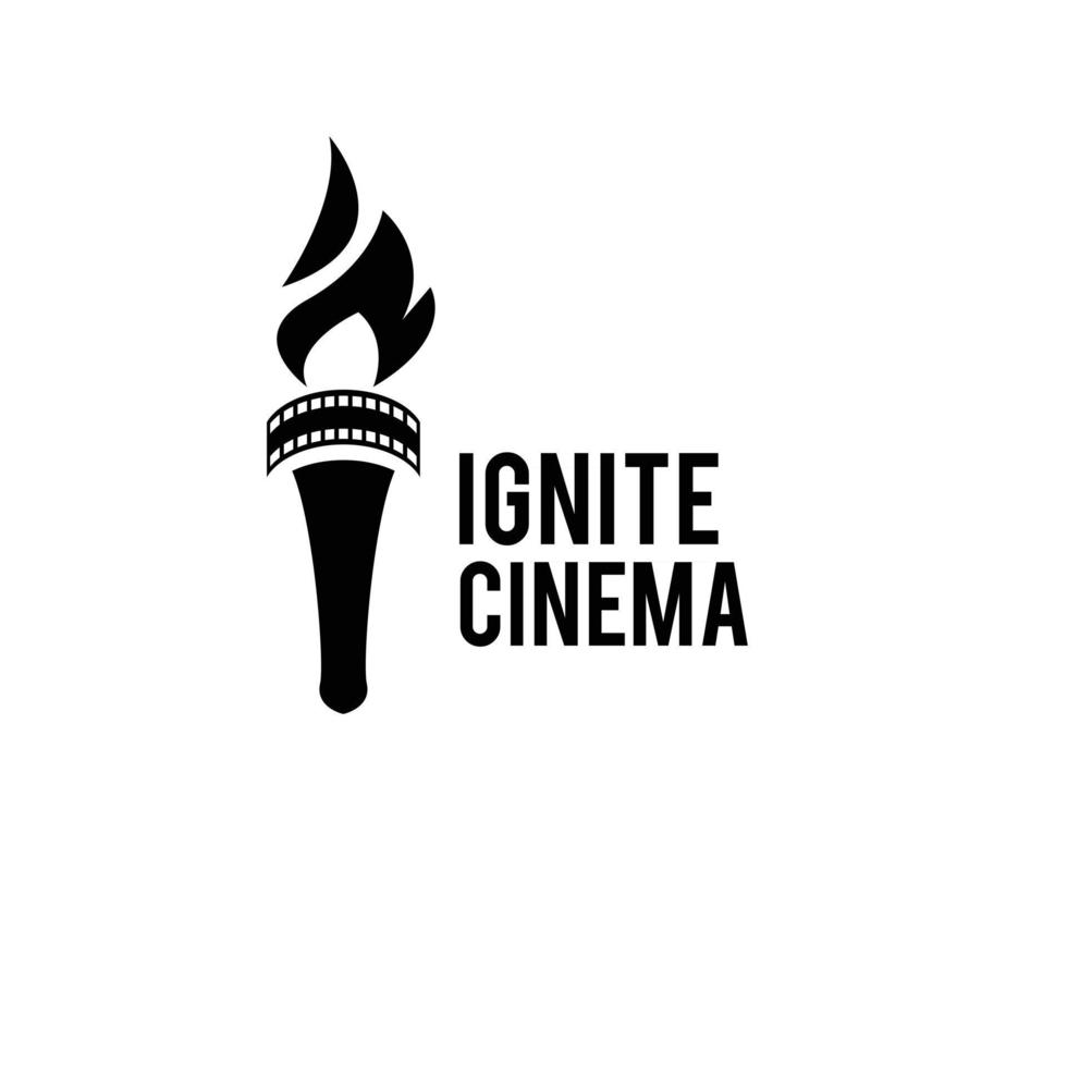 torch film cinema movie logo icon design vector