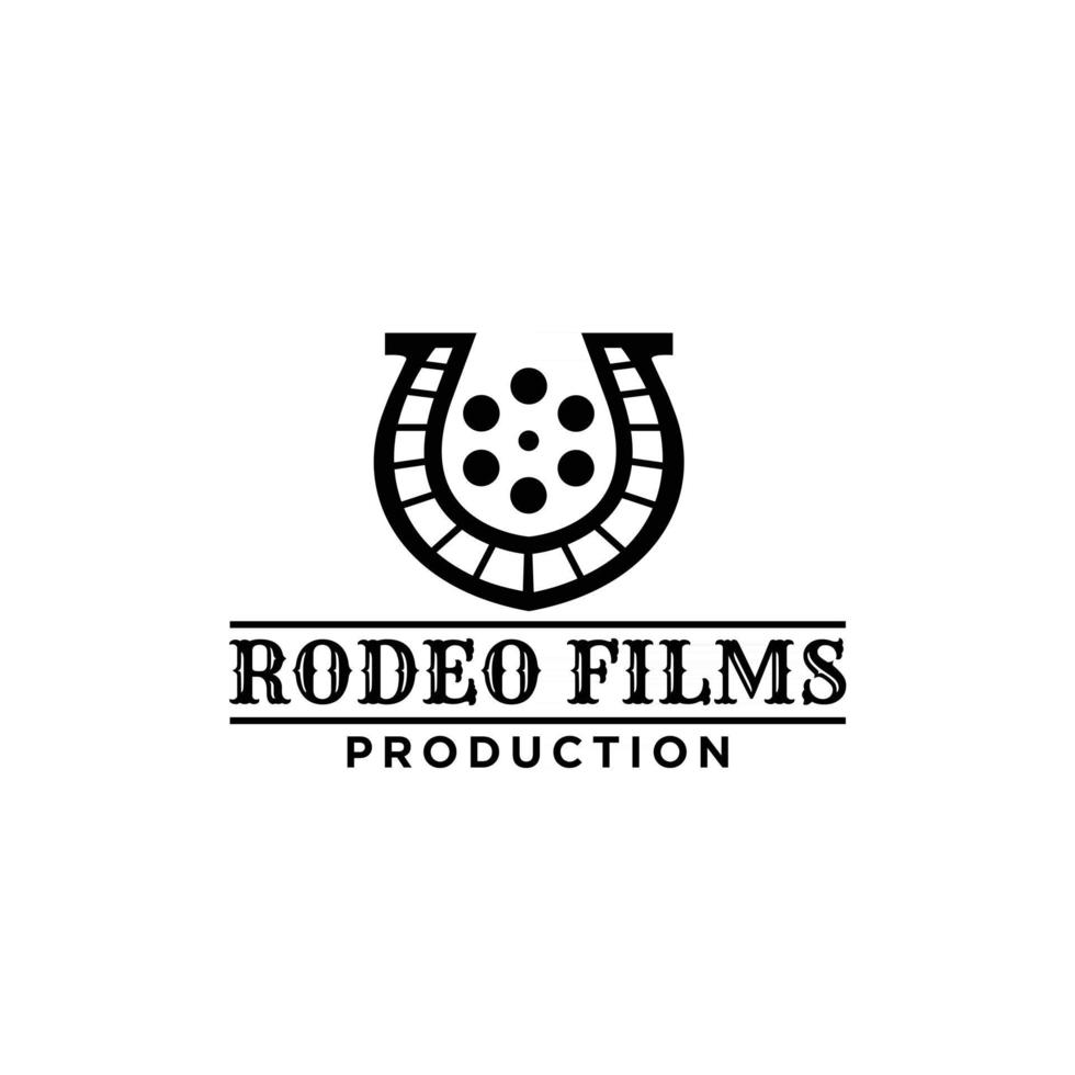 horseshoe film western logo icon design vector