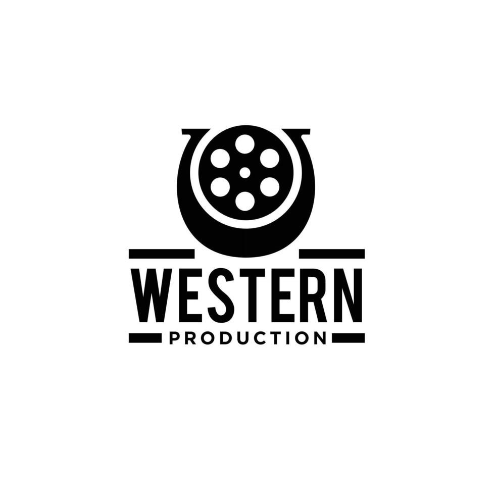 diseño de icono de logotipo occidental de película de herradura vector