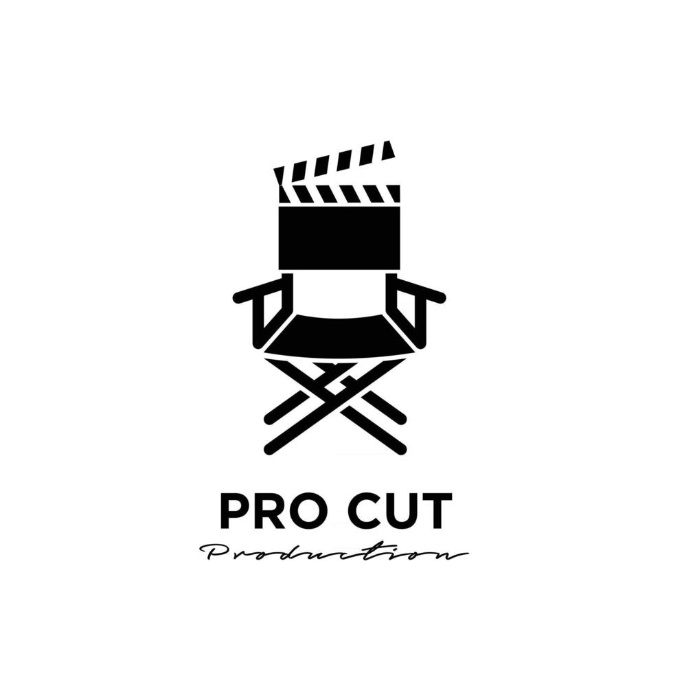 Director cut behind the scene editing Studio Movie Video Cinema Film Production vector logo design icon illustration