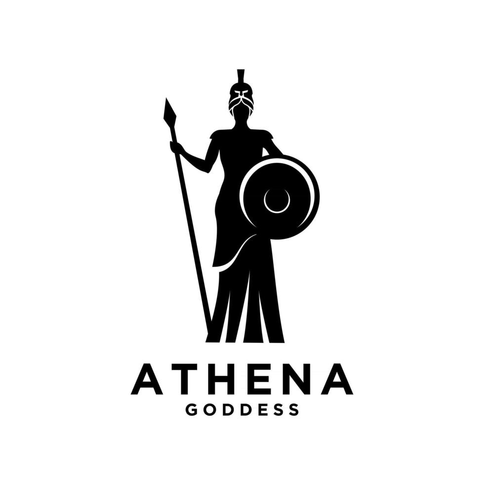 Premium atenea la diosa negro vector icono logo ilustración diseño