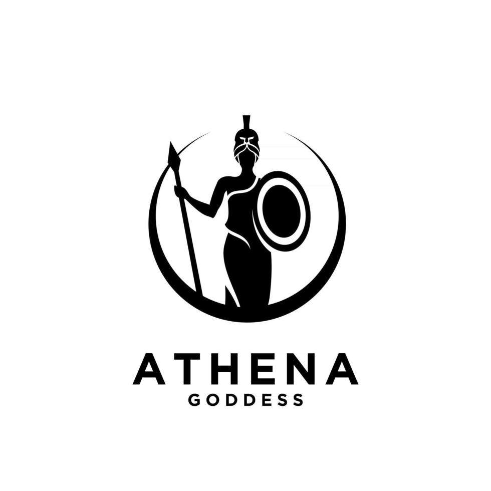 Premium atenea la diosa negro vector icono logo ilustración diseño