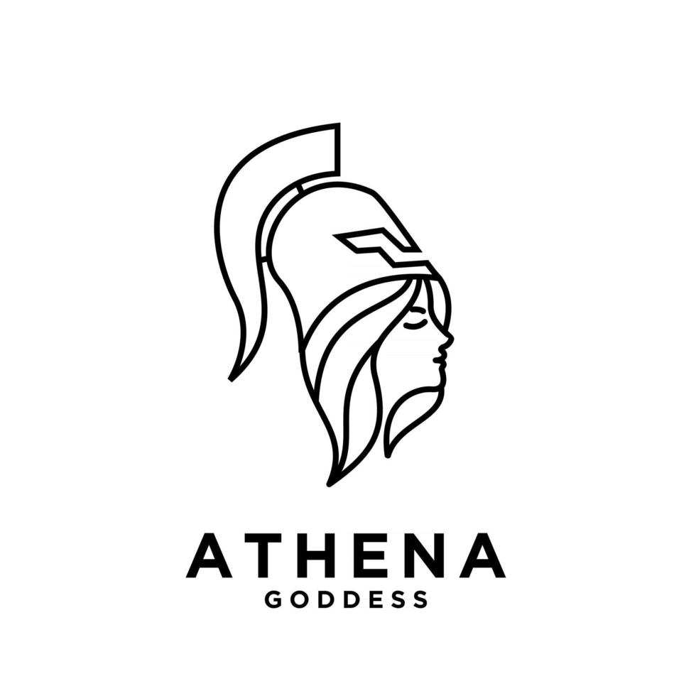 Premium atenea la diosa negro vector icono línea logo ilustración diseño