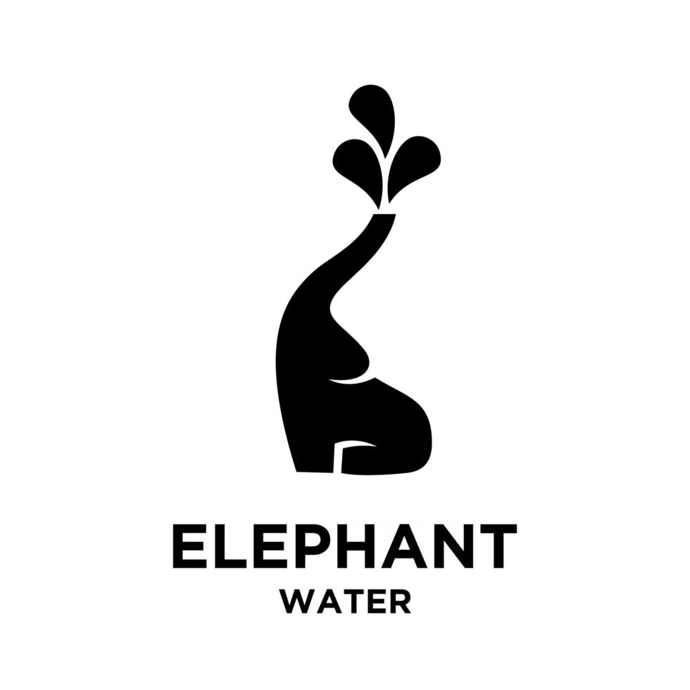 Elefante songkran simple con icono de vector de agua diseño de ilustración de logotipo negro