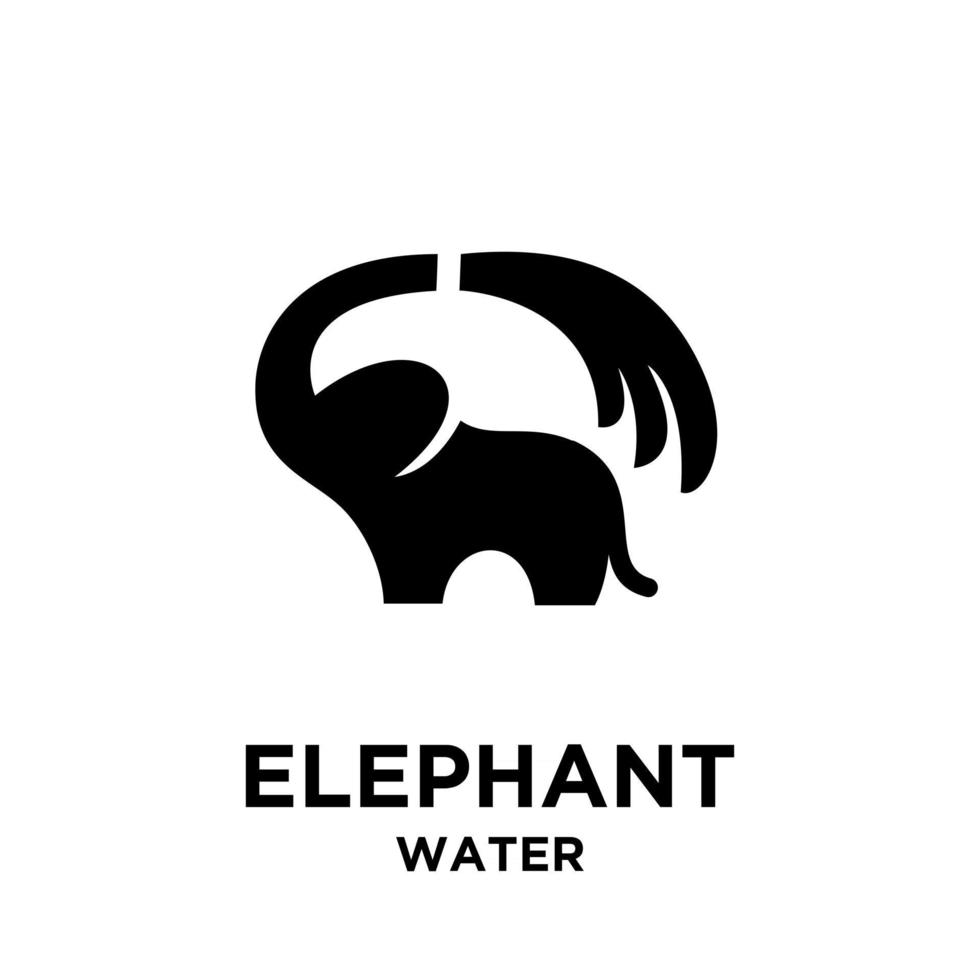 Elefante songkran simple con icono de vector de agua diseño de ilustración de logotipo negro