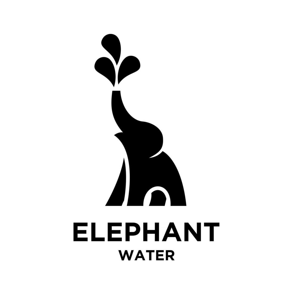 simple songkran elephant with water vector icon black logo illustration design