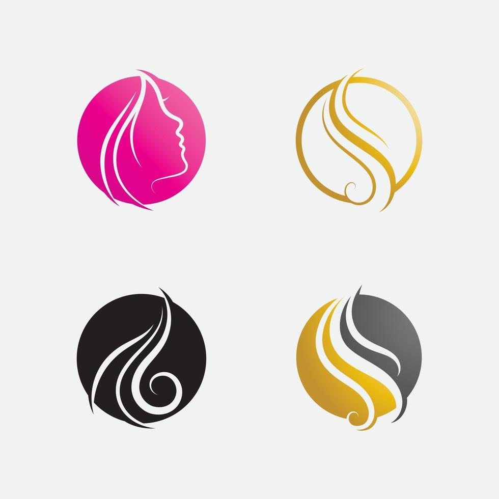 Set hair woman  logo and symbols vector