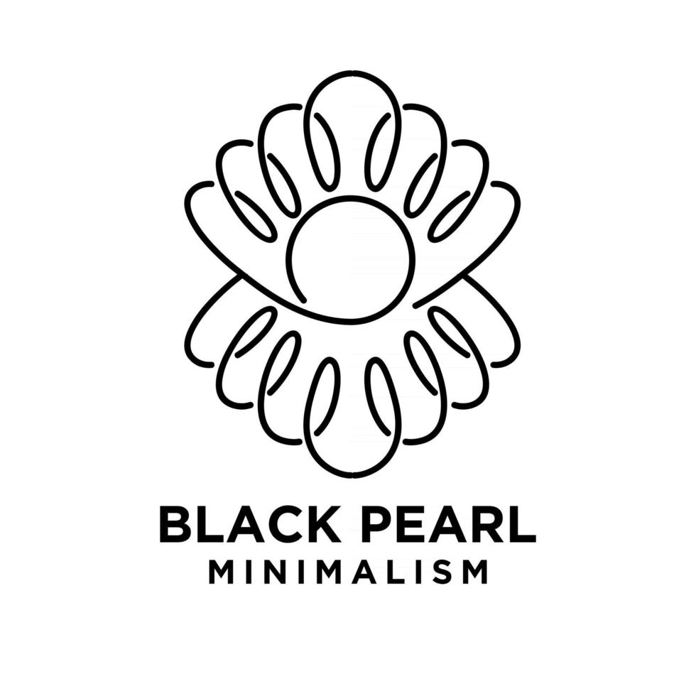 Diseño simple del ejemplo del logotipo de la línea del icono del vector del minimalismo de la perla negra