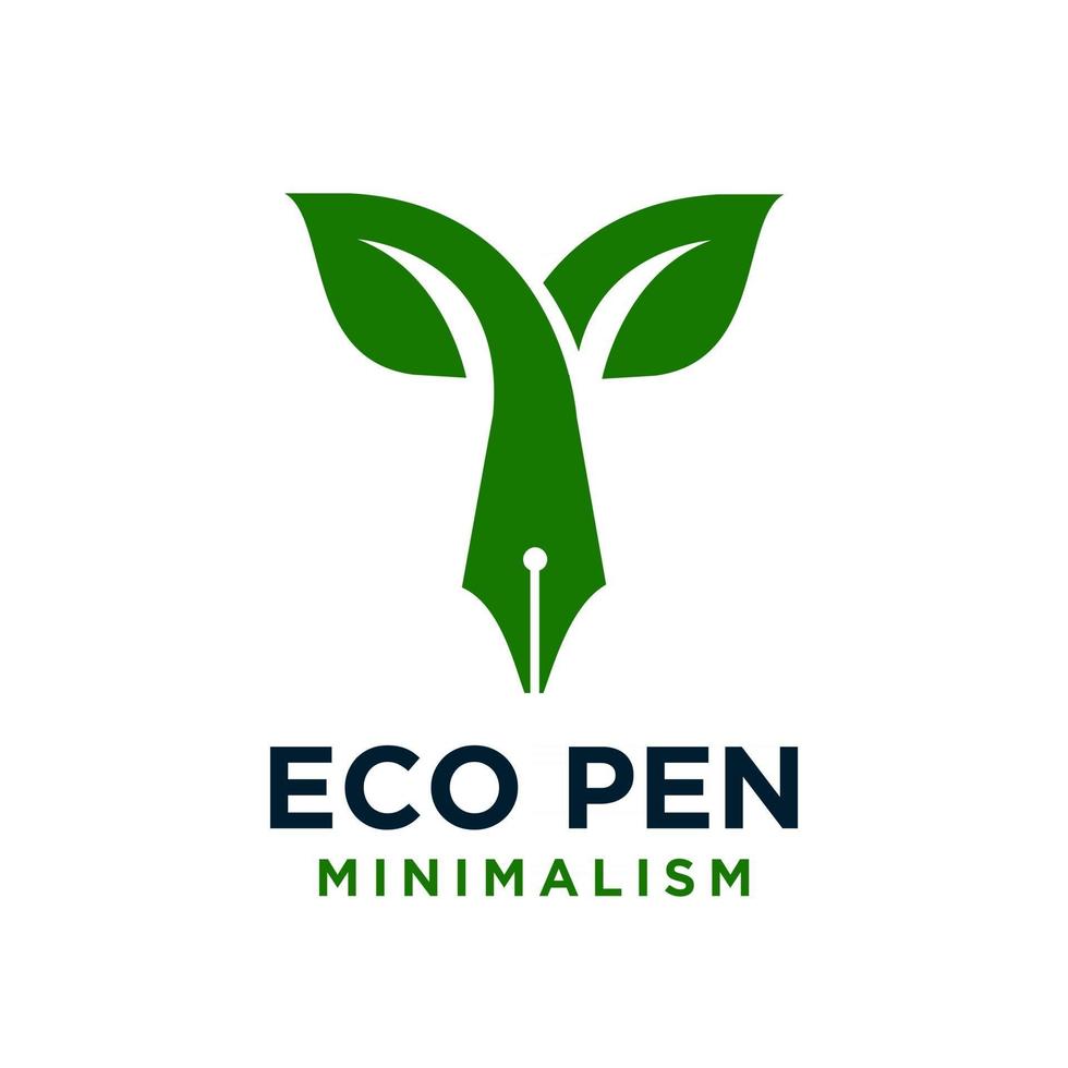 leaf pen eco logo concept eco write vector symbol icon logotype illustration design template
