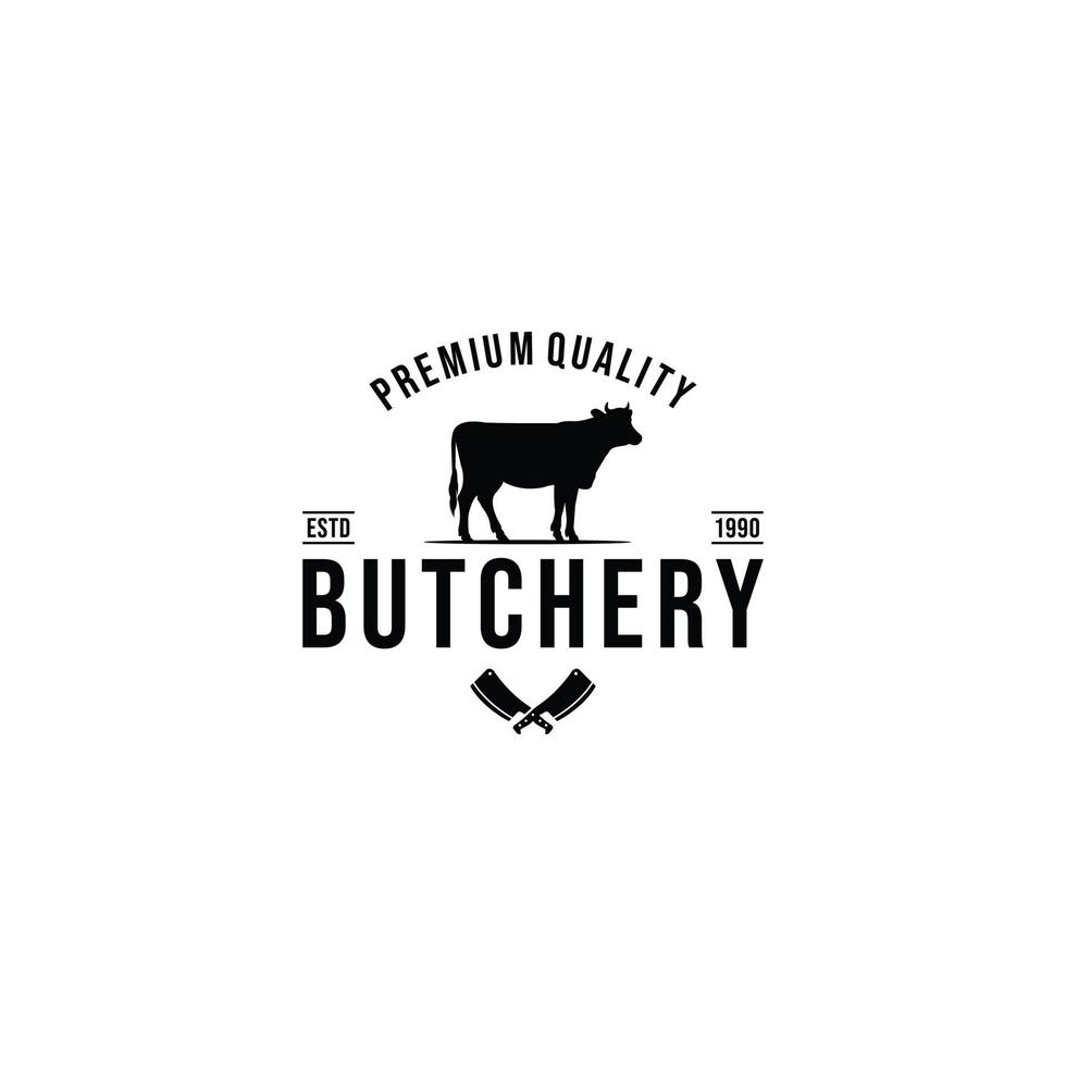 butchery logo in white background vector