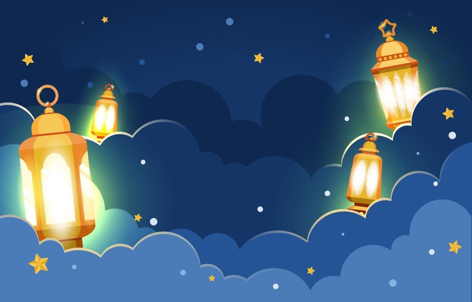 Midnight Eid Lantern Background vector