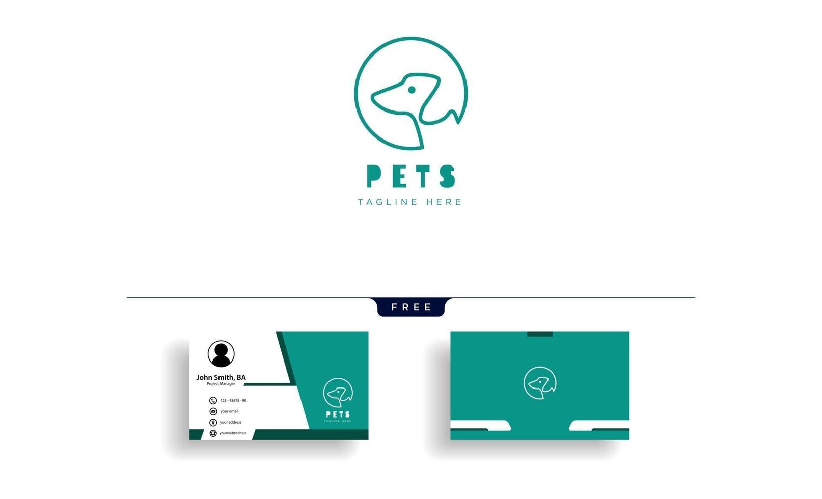 Ilustración de vector de plantilla de logotipo creativo de cuidado de mascotas de perro gato con vector de diseño de tarjeta de visita