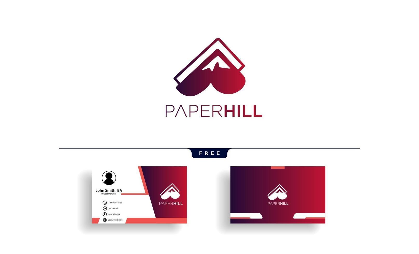 paper mountain creative logo template vector illustration with business card template vector