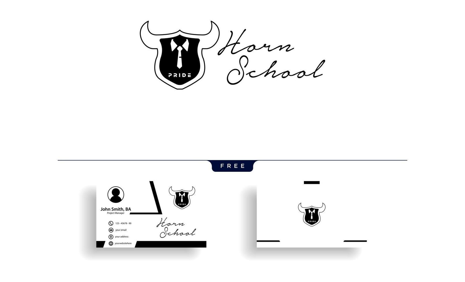 Horn education learning logo template vector illustration with business card template vector