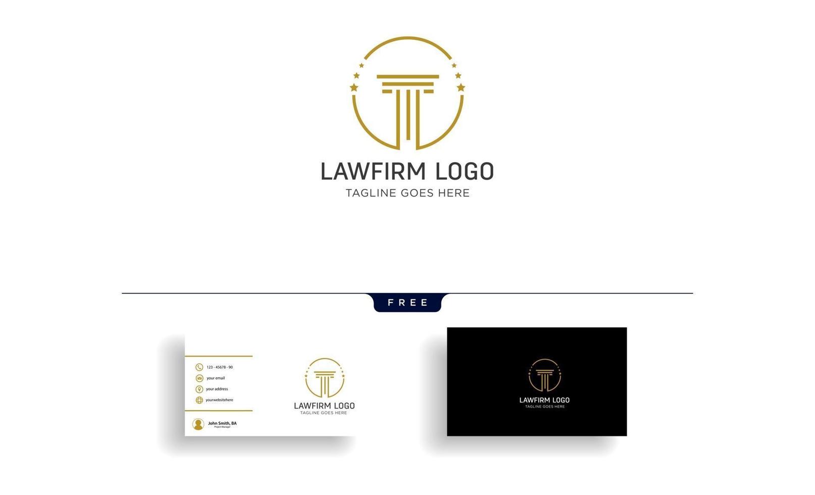 Law firm advocate creative logo template vector illustration with business card vector