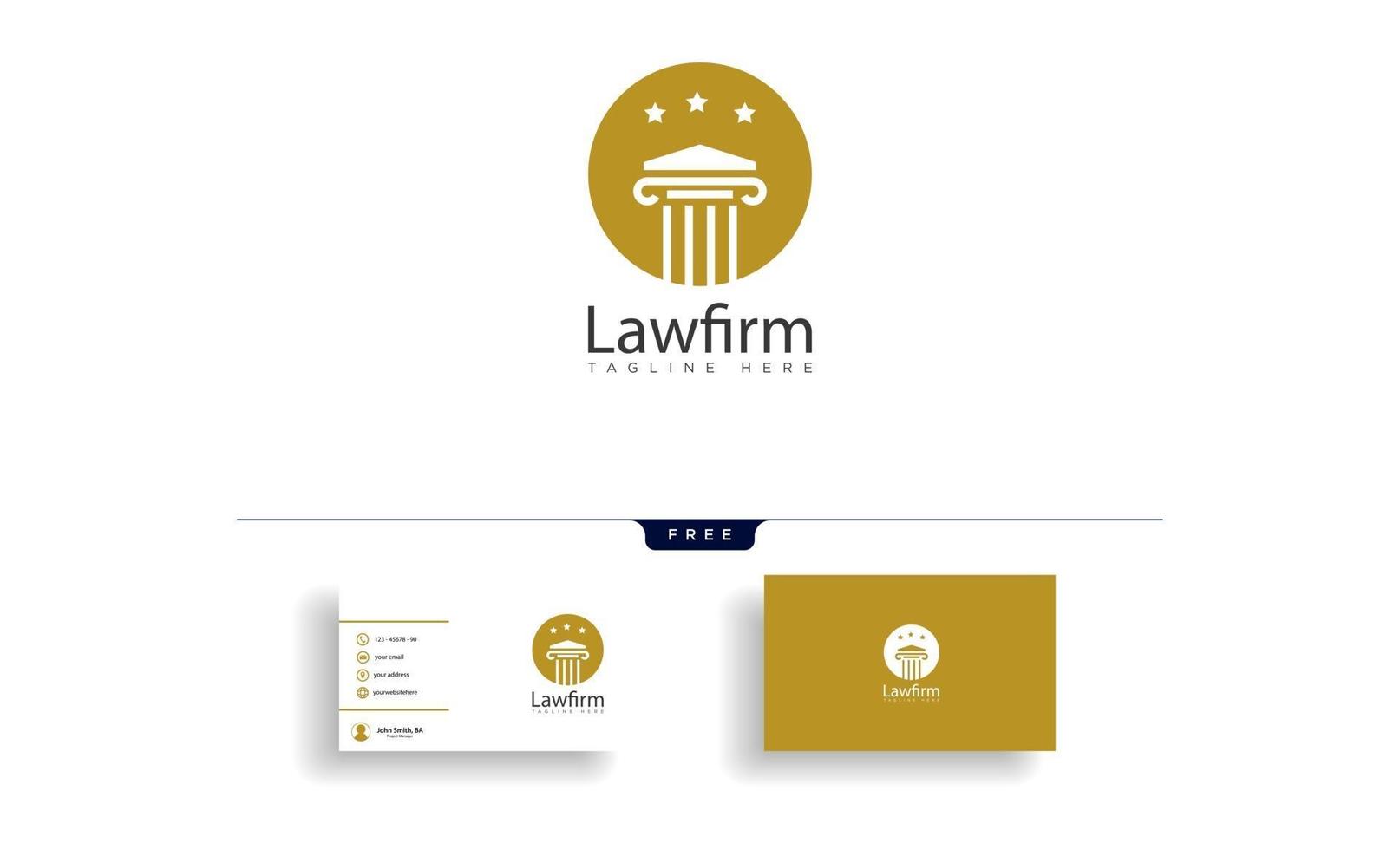 Law firm advocate creative logo template vector illustration with business card vector
