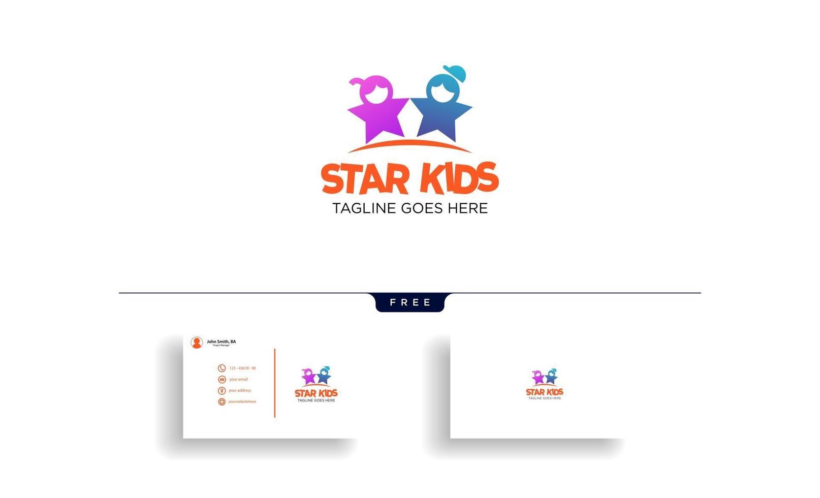 Ilustración de vector de plantilla de logotipo de idea creativa de niños estrella con vector de tarjeta de visita