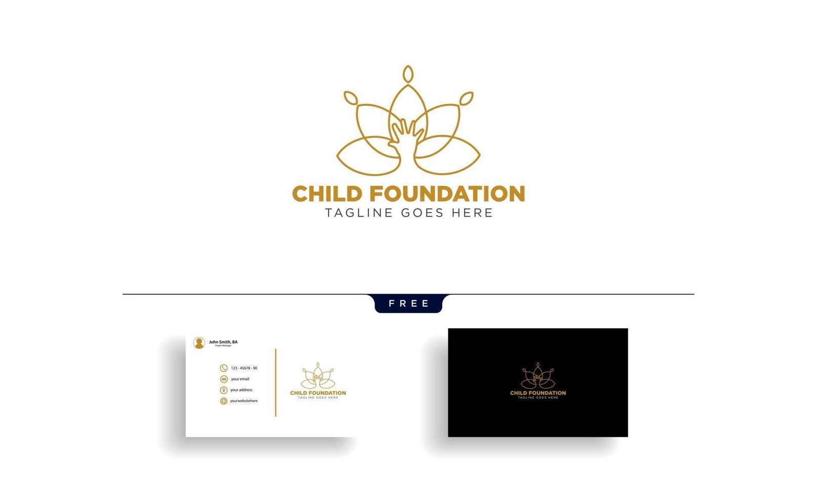 Momy and child or children care logo template vector isolated with business card vector