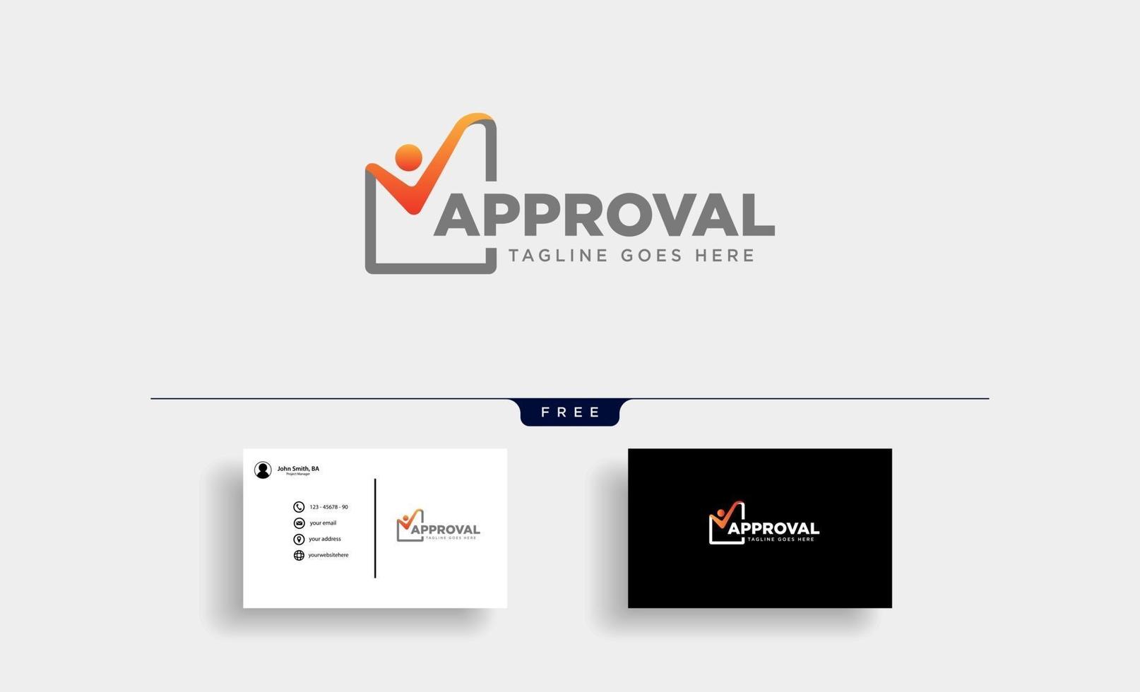 Approval Check checking logo template vector illustration with business card