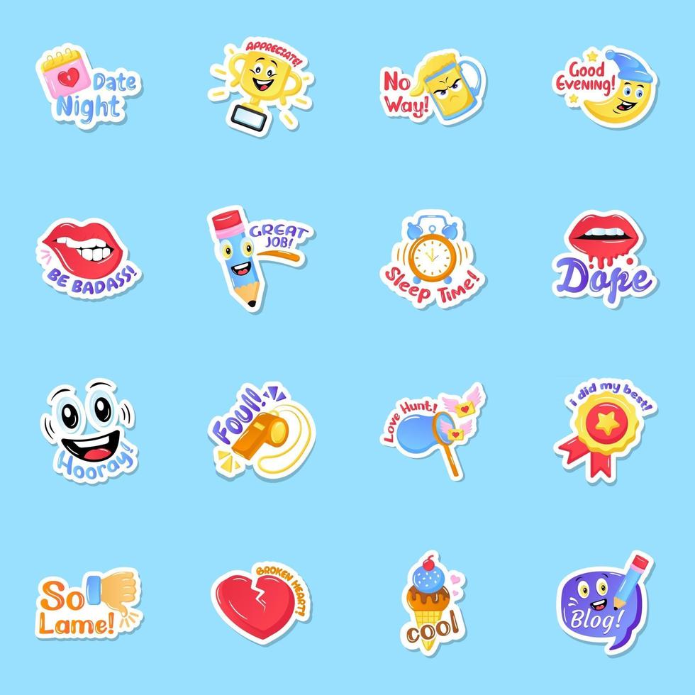 Funny Sticker Elements vector