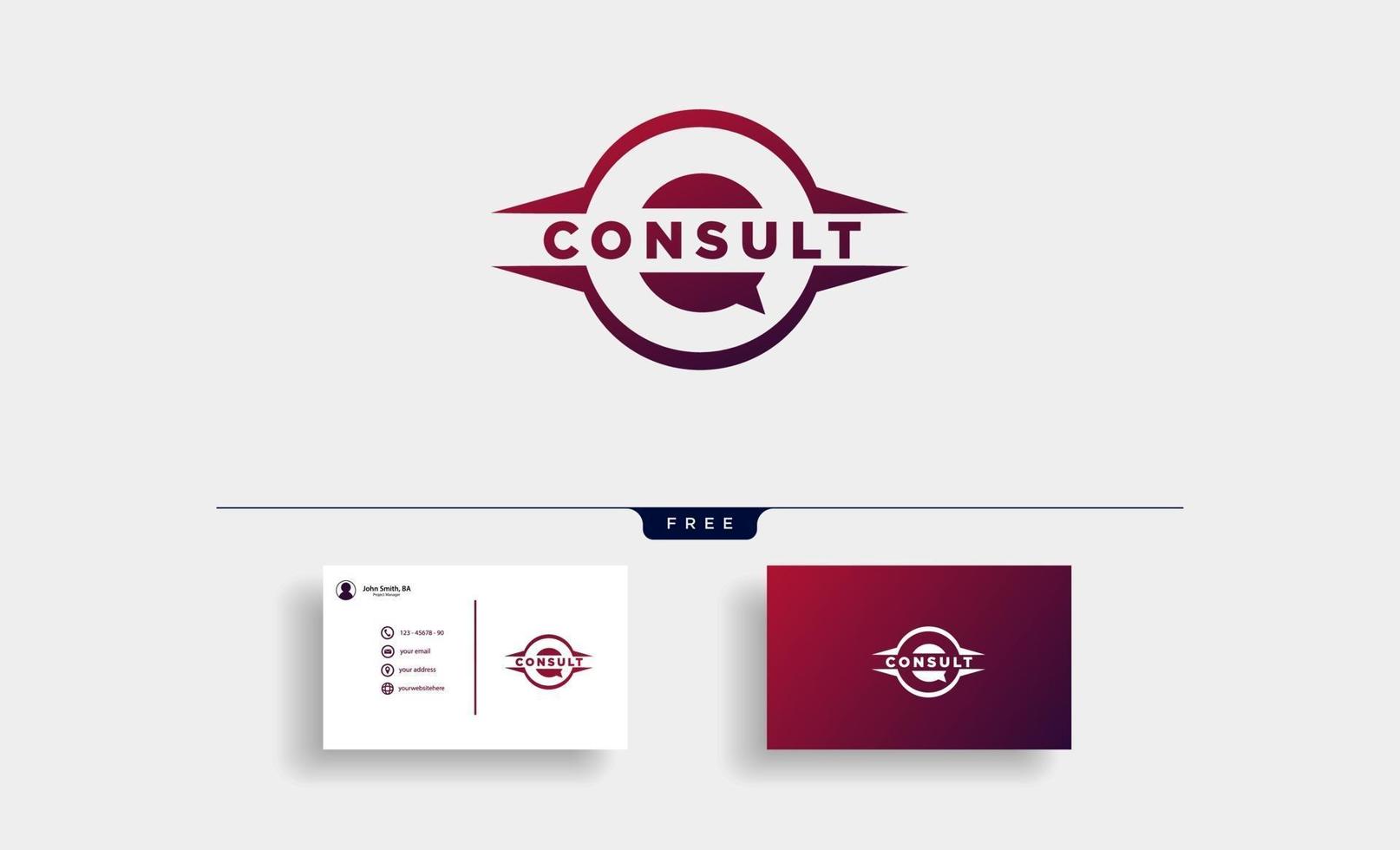 Business Consult logo template with business card vector isolated icon element