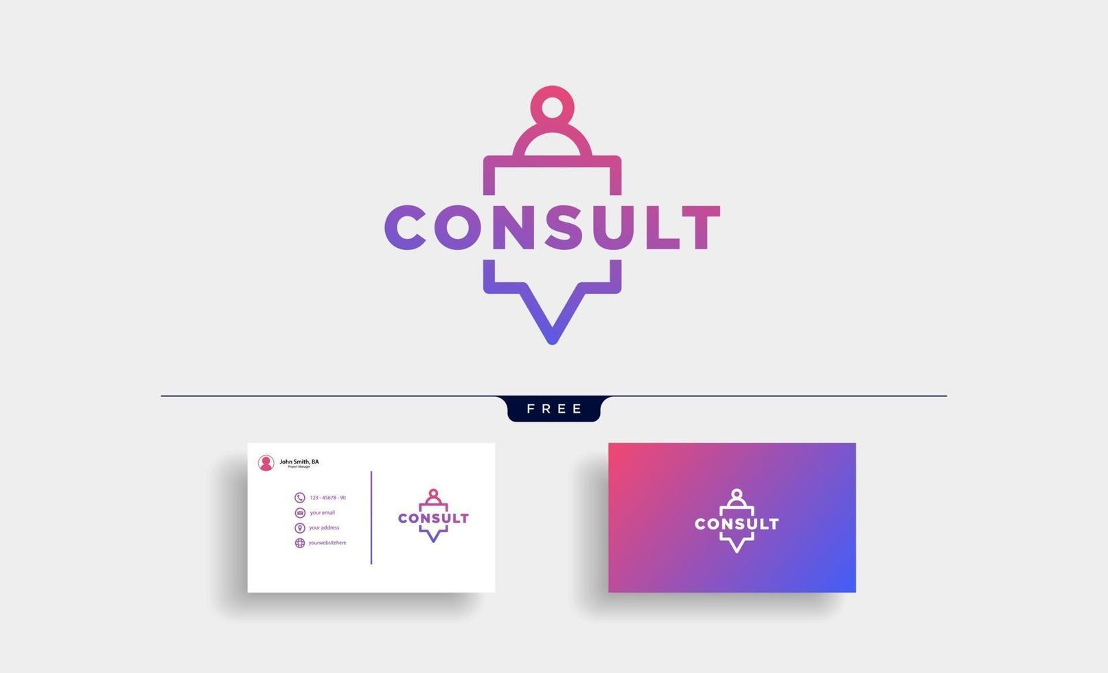 Message Communication consulting logo template with business card vector illustration icon elements isolated