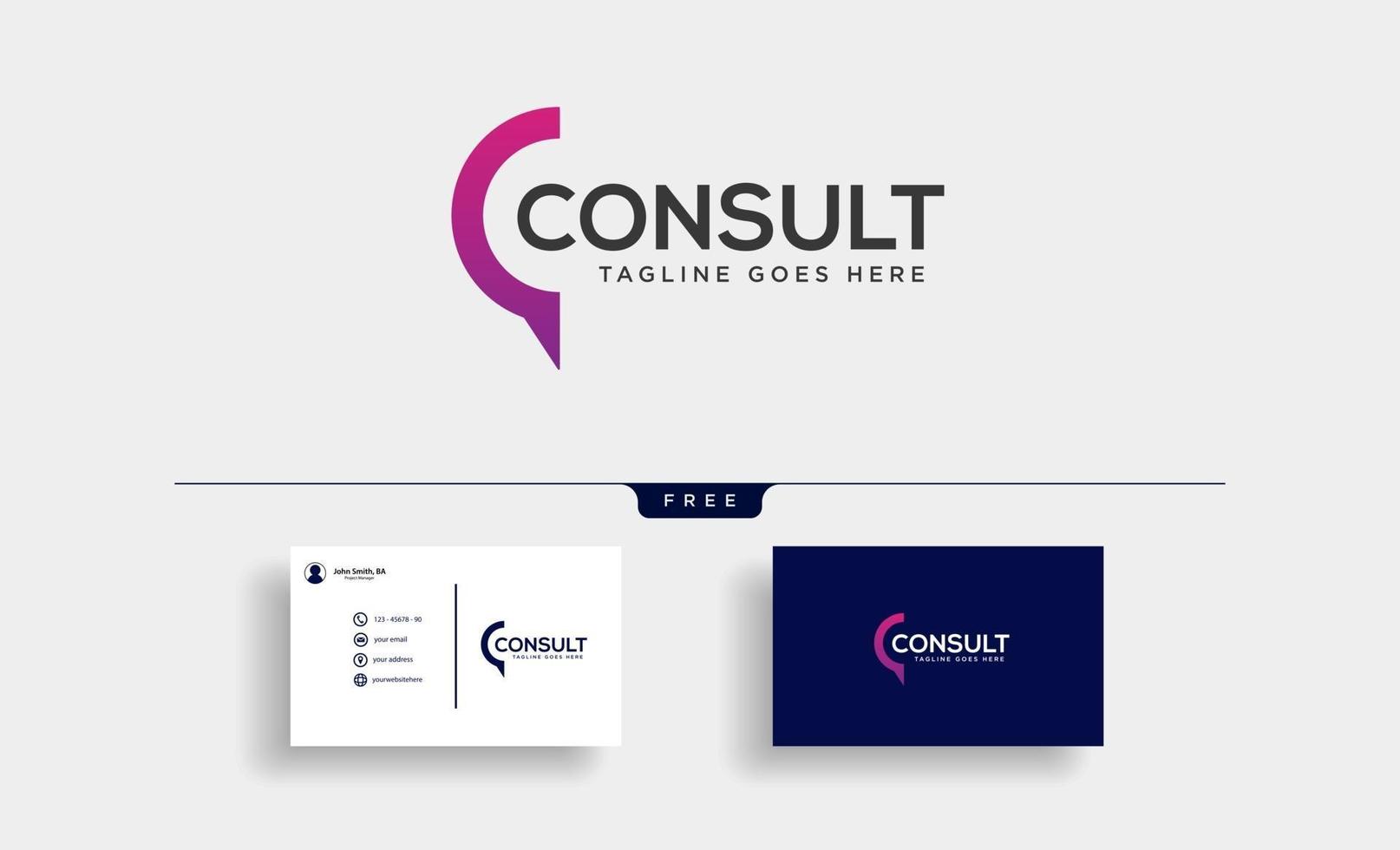 Business Consult logo template with business card vector isolated icon element