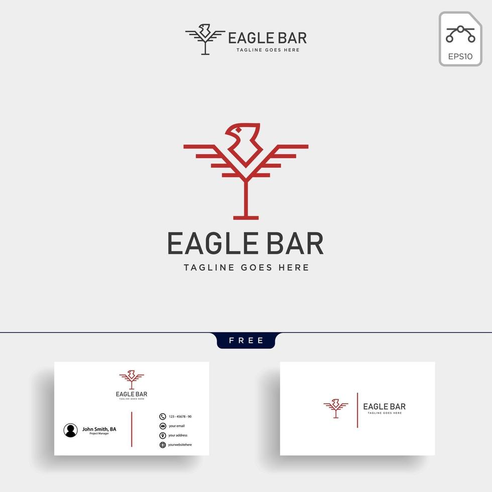 eagle bar drink premium logo template vector illustration with business card icon elements isolated