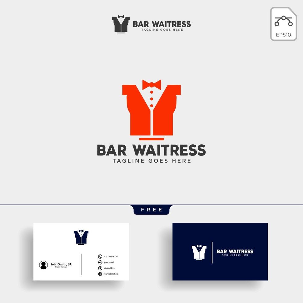 Ilustración de vector de plantilla de logotipo creativo camarera bar o camarero con vector de tarjeta de visita
