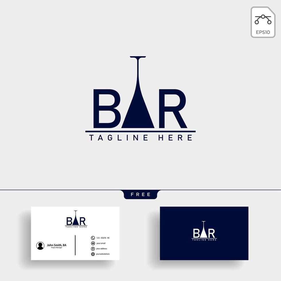 Ilustración de vector de plantilla de logotipo de tipo de vino y bar con vector de tarjeta de visita