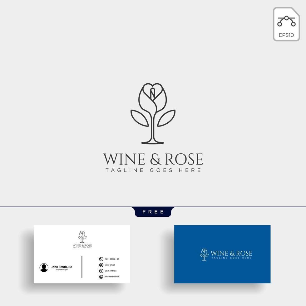 vector de plantilla de logotipo de vino y rosa vector de elementos de icono aislado