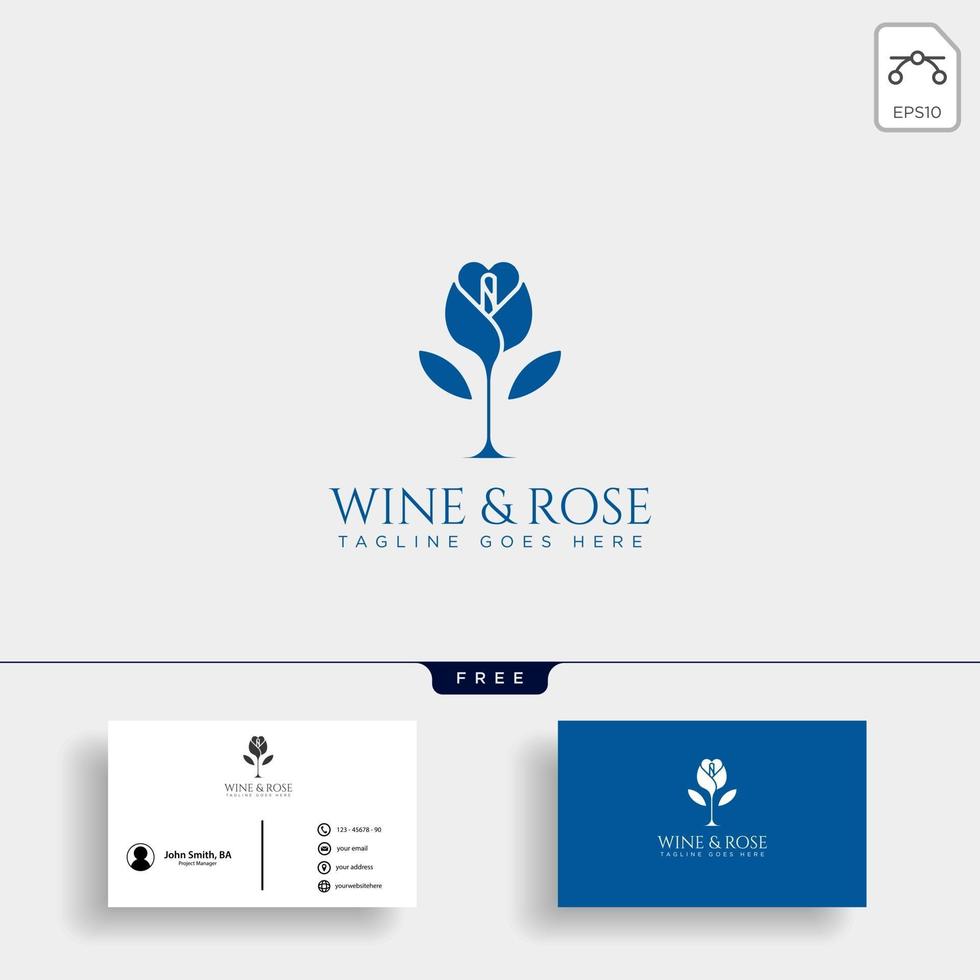 vector de plantilla de logotipo de vino y rosa vector de elementos de icono aislado