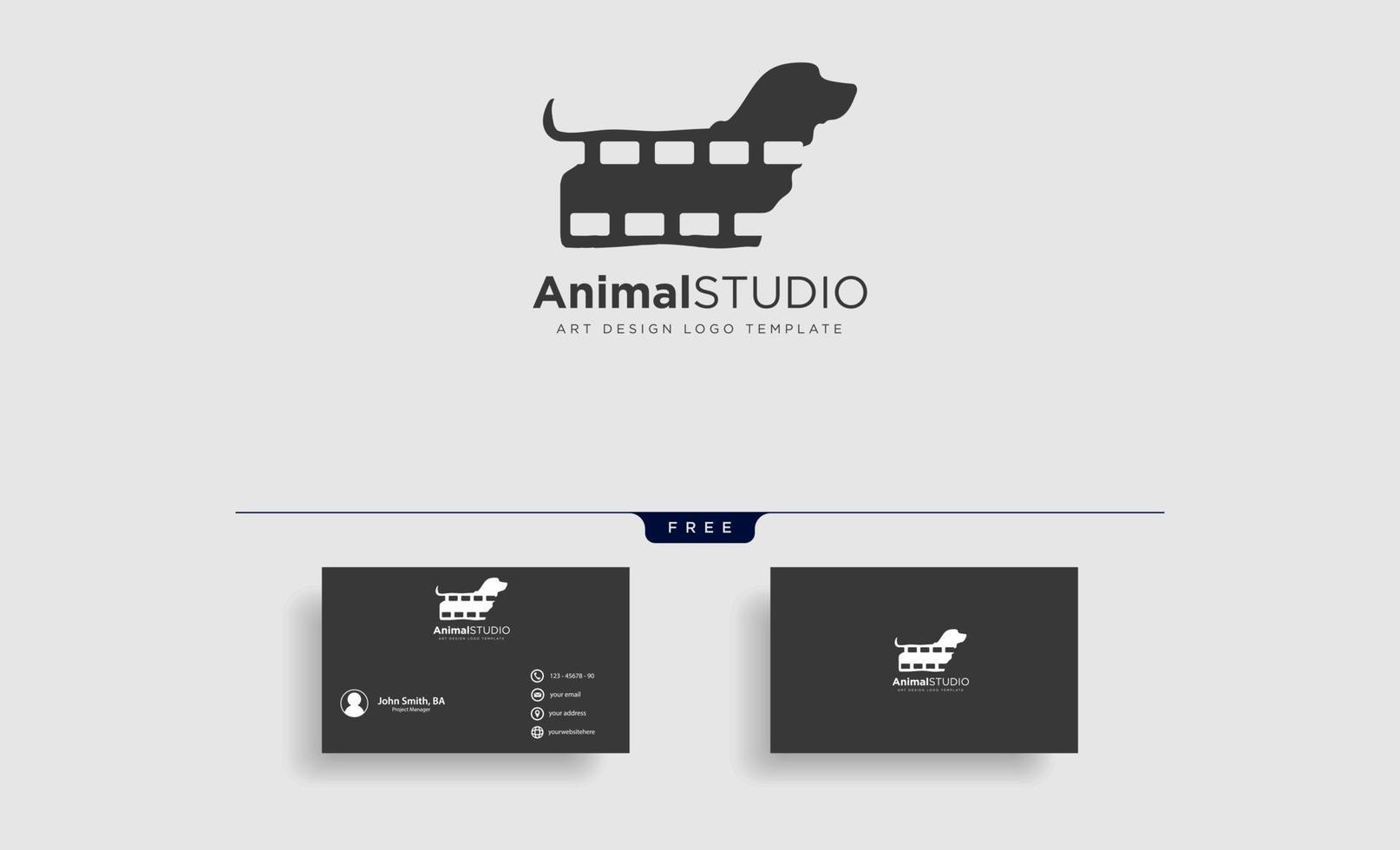 animal film studio logo template vector icon element with business card