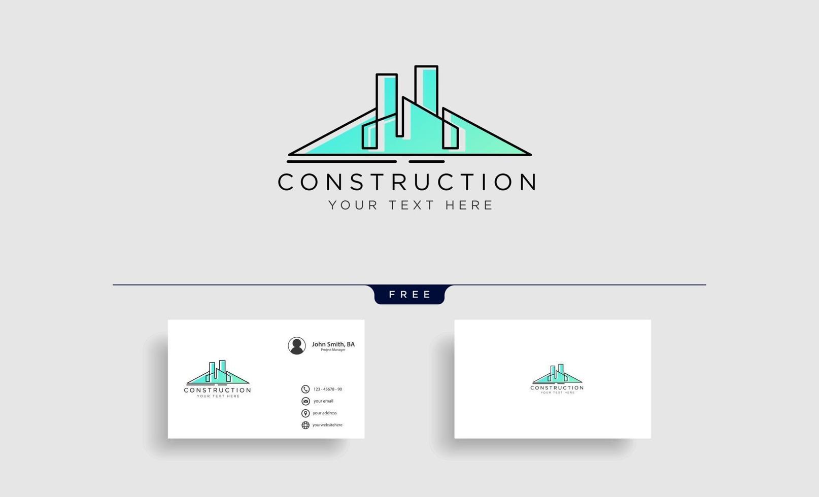 elementos de icono de vector de plantilla de logotipo de construcción de arquitectura con tarjeta de visita