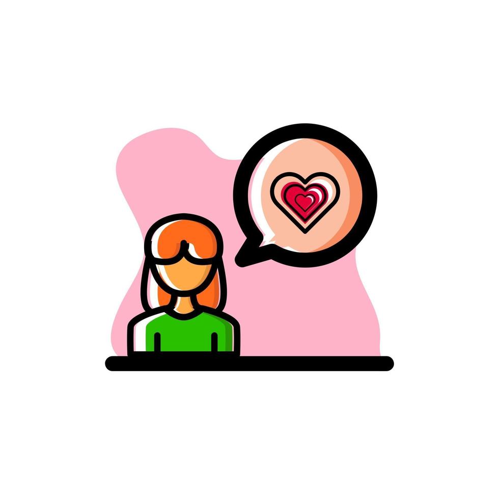 amor, discurso, burbuja, mujer, icono, conceptual, vector, diseño, ilustración vector