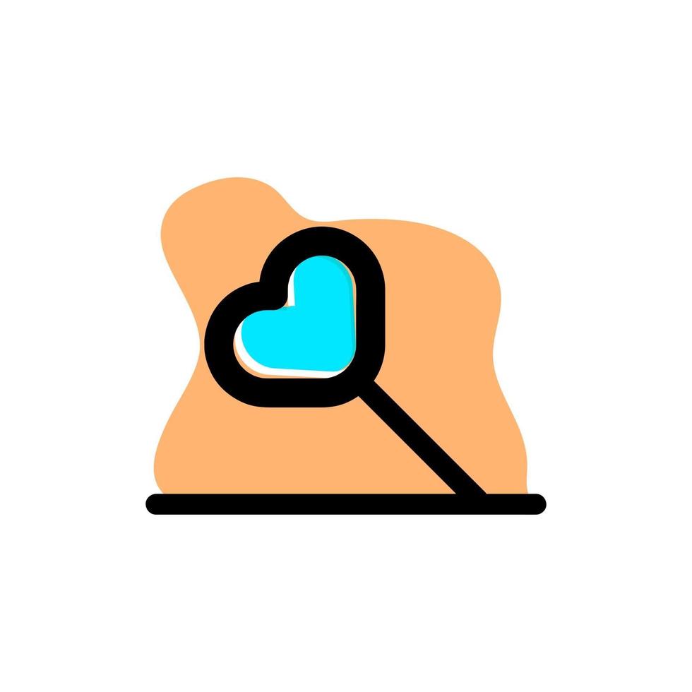 Love Shaped Magnifier Vector Icon Illustration Design Concept