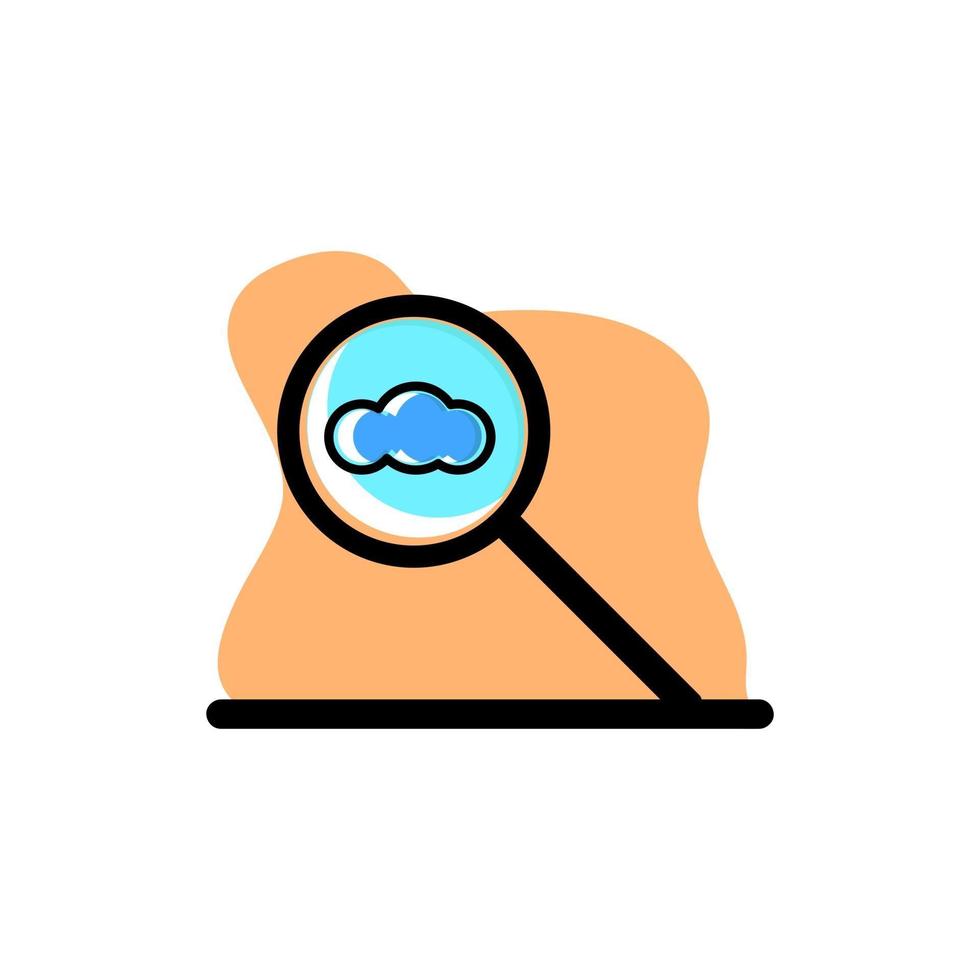 Magnifier Cloud Icon Storage Conceptual Vector Design Illustration