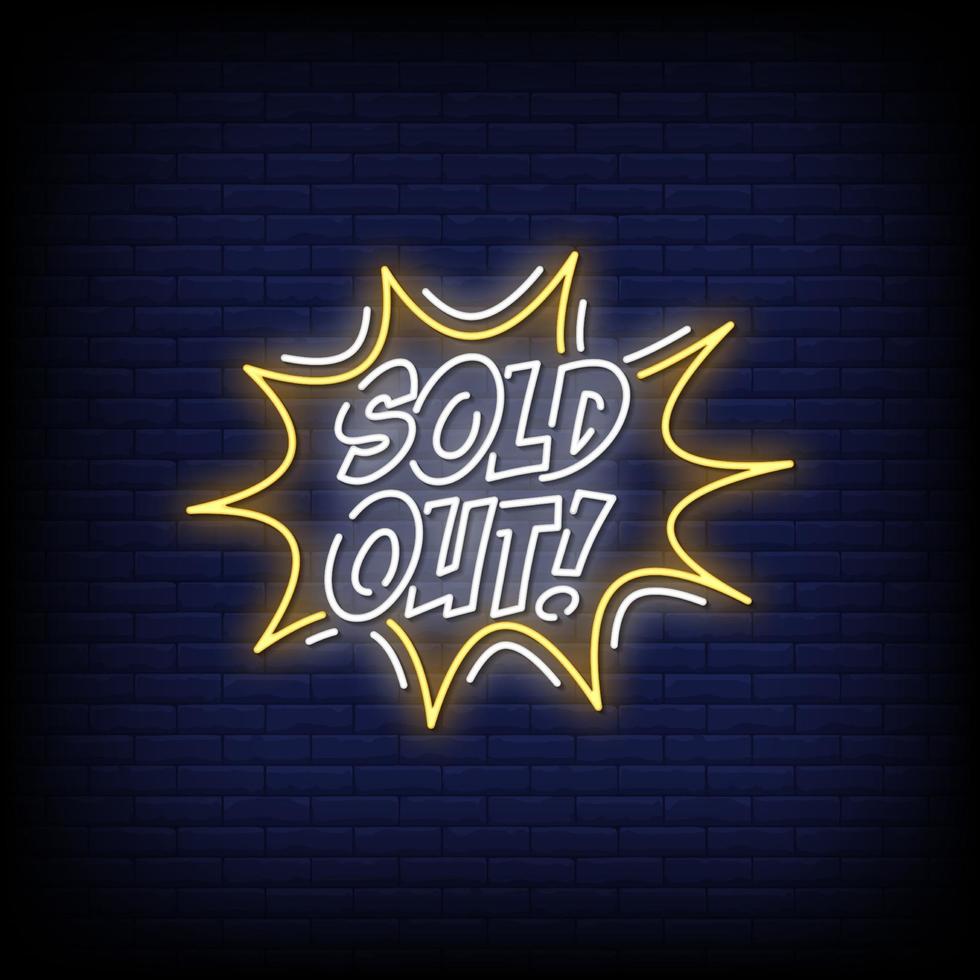 Sold Out Neon Signs Style Text Vector