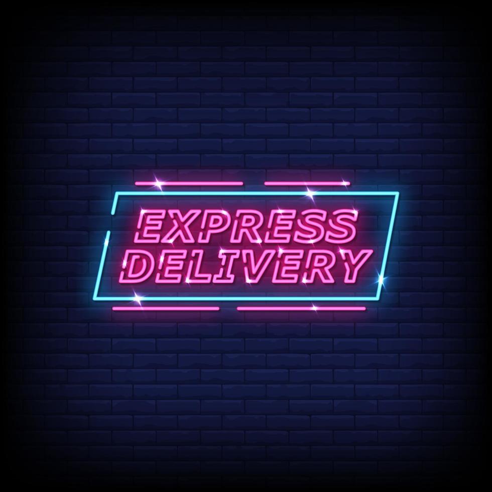 Express Delivery Neon Signs Style Text Vector