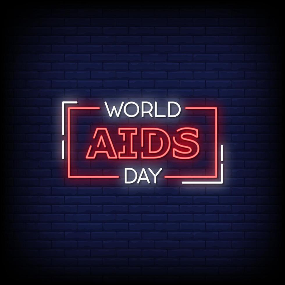 World Aids Day Neon Signs Style Text Vector