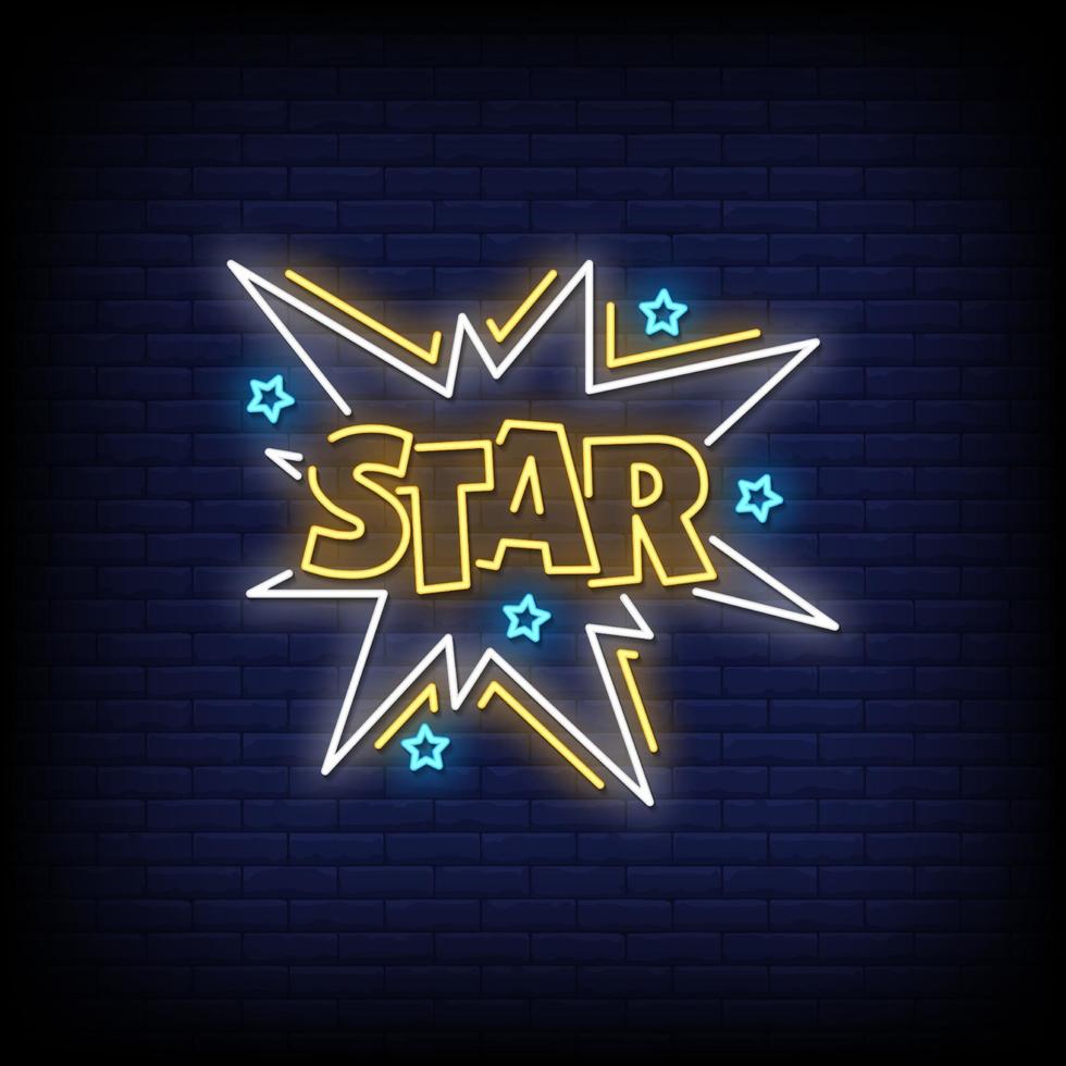 vector de texto de estilo de letreros de neón estrella