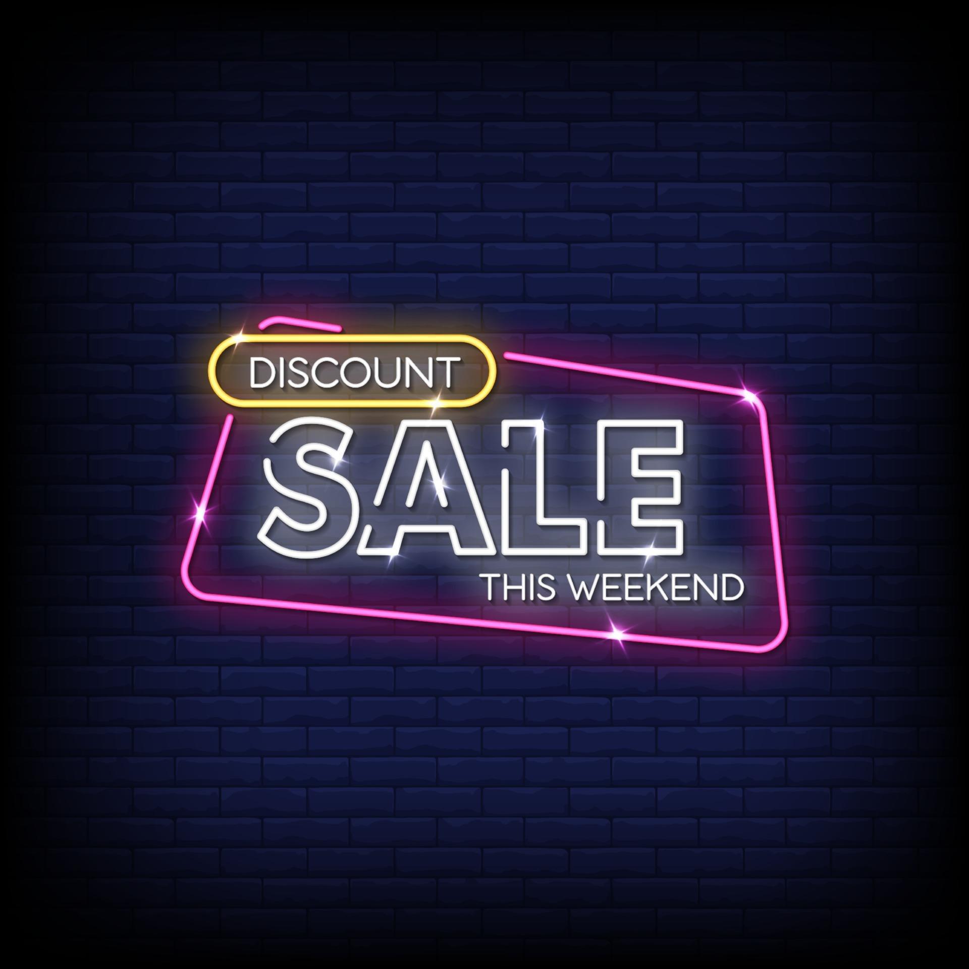 Discount Sale Neon Signs Style Text Vector 2413479 Vector Art at Vecteezy