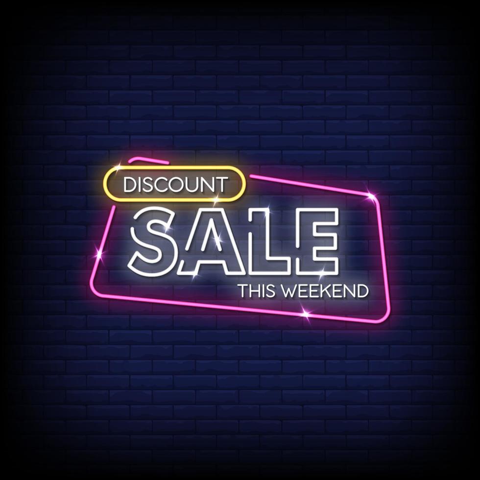 Discount Sale Neon Signs Style Text Vector