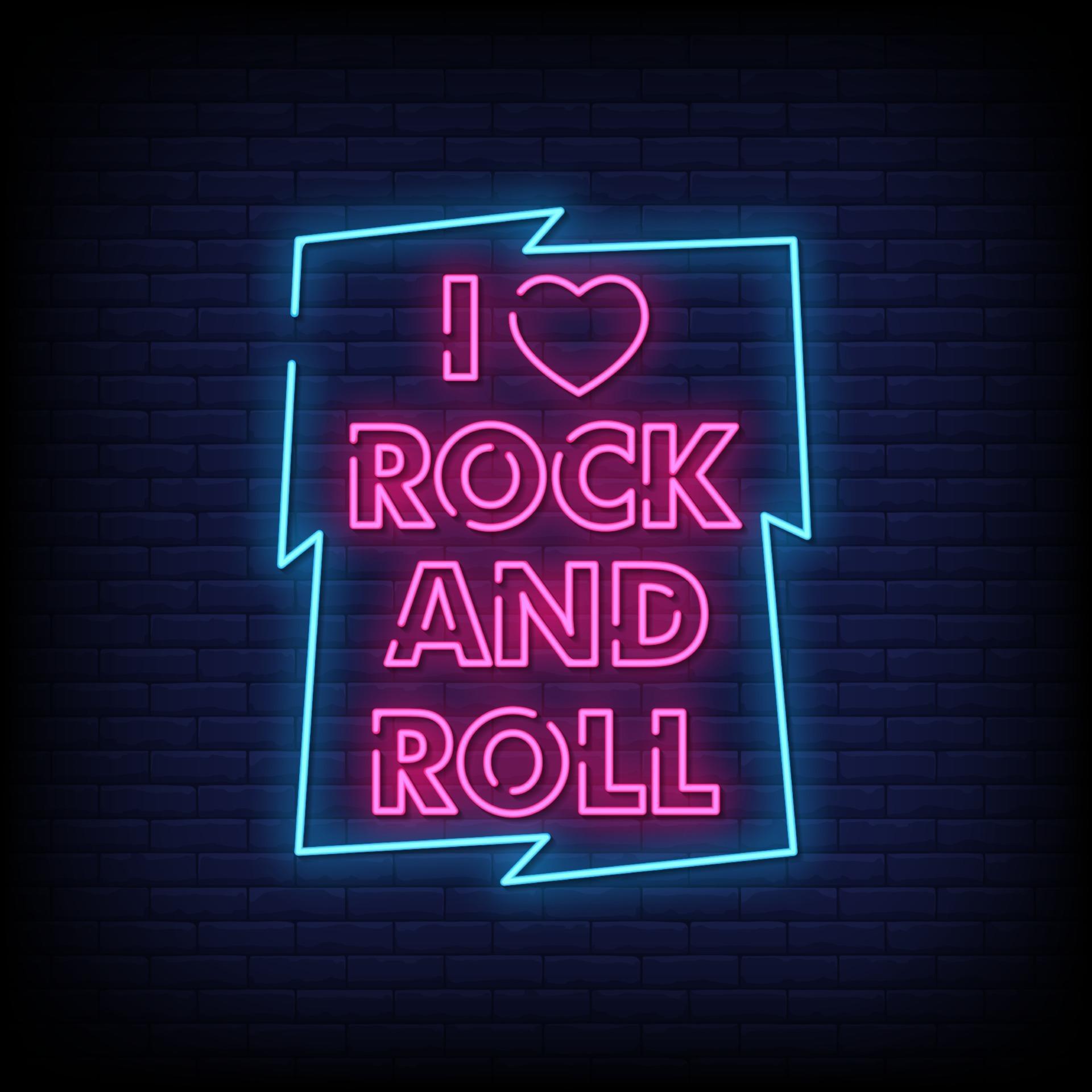 I love Rock and Roll Neon Signs Style Text Vector 2413483 Vector Art at